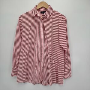 Comfy USA Renaissance Hidden Button Front Tunic Shirt Candy Stripes Medium